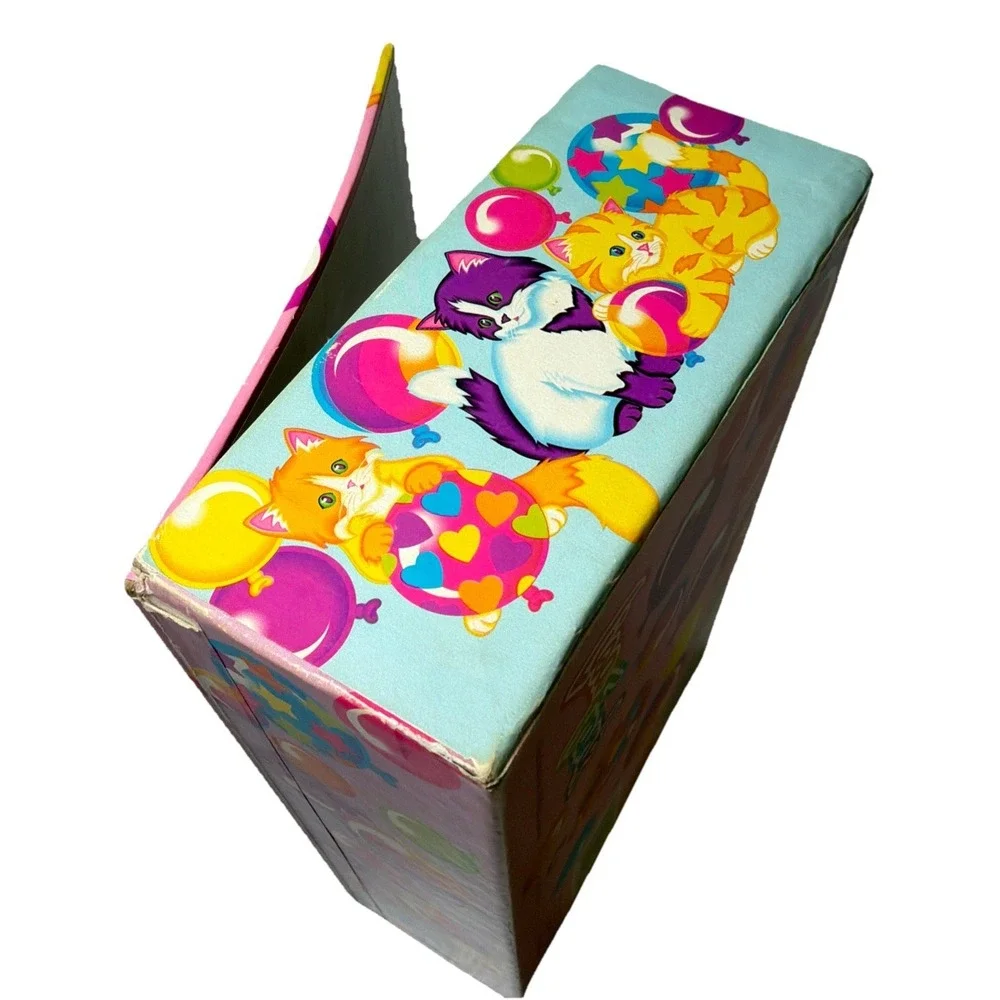 Vintage Lisa Frank Pencil Box Kittens Cats Balloons Pink 90's